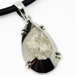 Hematite Teardrop Pendant Necklace Handcrafted